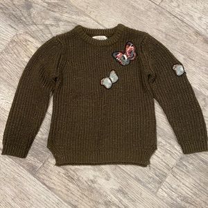 Zara Little Girls Size 5 Olive Green Knitted Top
